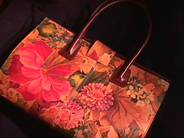 Fashion in Argentina Leather Hand Bags made in Argentina All exclusive all leather hand bag Floral Designed Leather Pattern exclusive to Fashion here in Argentina